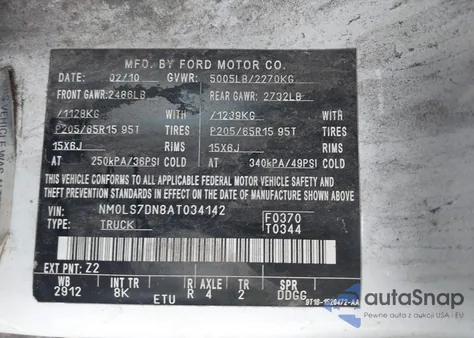 2010 Ford Transit Connect Xlt из США, поврежденный, VIN NM0LS7DN8AT034142